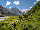 mountains and lake, Akkemskoye Ozero, Kara-Tyurek, Belucha, Altai, Siberia, Russia