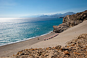 Beach and coastal landscape, Sandy Hill Beach, Agios Pavlos, Crete, Greece, Europe