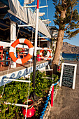 seafront in the evening with restaurant, Plakias, Crete, Greece, Europe