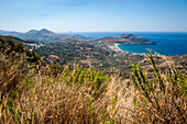 Blick von Selia auf Plakias, Küstenlandschaft mit Bucht, Plakias, Kreta, Griechenland, Europa