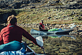 Rowing boat in greenland, greenland, arctic.