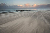 Sandy beach in evening light at storm, North Sea, Wattenmeer National Park, Schillig, Wangerland, Friesland District, Lower Saxony, Germany, Europe