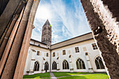 The cloister in the original Dominican monastery and the Dominican church in the old town, Bolzano, South Tyrol, Alto Adige, Italy