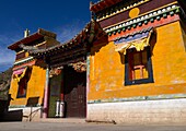 Yellow temple in Rongwo monastery, Tongren County, Longwu, China.