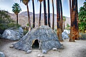 A sweat hut on the floor Andreas Canyon in Palm Springs, California