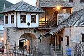 Detail of Old bridge 'Stari Most' of Mostar, Bosnia and Herzegovina.