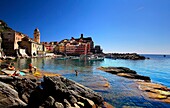 View of Venazza village , with its marina, Liguria, Italy.