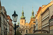 Sunset on Havelska Street in Prague old town, Czech Republic.