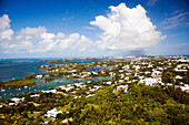 BERMUDA. Southampton Parish. View of homes and coast from the Gibb's Hill Lighthouse in Southampton.