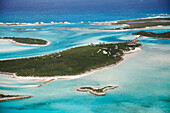 EXUMA, Bahamas. A view of Fowl Cay from the plane.