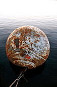 USA, Arizona, Page, Lake Powell, a large metal buoy at the Antelope Point Marina East of Page