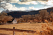 USA, Utah, horse farm and barn in Rockville, Rte 9