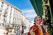 Mozartkugel, billboard, old town, historic city center, Salzburg, Austria, Europe