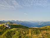 Blick vom Kitzbüheler Horn zum Großvenediger, Pass Thurn, Kitzbüheler Alpen, Kitzbühel, Tirol, Österreich