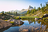 natural environment near the Federa lake in summer, Cortina d Ampezzo, Belluno, Dolomites, Veneto, Italy