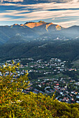 Sunrise over Generoso mount, Mendrisio district, Canton of Ticino, Switzerland, Europe