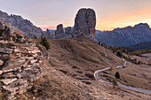 The Cinque Torri (Five Towers) at sunrise, Dolomites, Belluno, Veneto, Italy