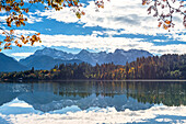 Lake Barmsee in autumn Europe, Germany, Bavaria, Krun