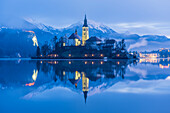 Lake Blad at twilight Europe, Slovenia, Bled