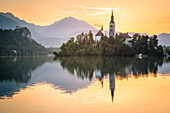 Bled Island and Lake Bled, Bled, Upper Carniolan region, Slovenia