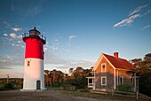 USA, Massachusetts, Cape Cod, Eastham, Nauset Lighthouse, dawn.