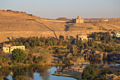 View of The River Nile and The Mausoleum of Aga Khan on the West Bank, Aswan, Upper Egypt, Egypt, North Africa, Africa