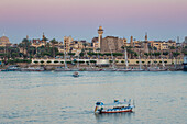View of River Nile and Luxor Temple, Luxor, Egypt, North Africa, Africa