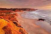 Praia do Amado beach at sunset, Carrapateira, Costa Vicentina, west coast, Algarve, Portugal, Europe