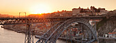 Ponte Dom Luis I Bridge at sunset, Ribeira District, UNESCO World Heritage Site, Porto (Oporto), Portugal, Europe