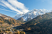 Alpine village of Ponte Di Legno during autumn, Brescia province, Valcamonica, Lombardy, Italy, Europe
