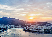 Skyline from the Sugarloaf Mountain at sunset, Rio de Janeiro, Brazil, South America