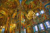 Ceiling and wall frescos, Church on Spilled Blood (Resurrection Church of Our Saviour), UNESCO World Heritage Site, St. Petersburg, Russia, Europe