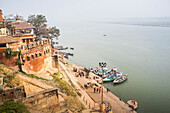 Banks of River Ganges in Varanasi, Uttar Pradesh, India, Asia