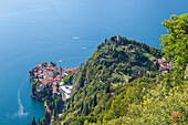 Castello di Vezio above the village of Varenna, Lake Como, province of Lecco, Lombardy, Italy, Europe