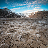 Panoramic of frozen soil of Montespluga, Chiavenna Valley, Sondrio province, Valtellina, Lombardy, Italy, Europe