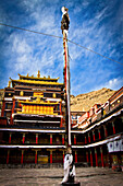 Courtyard temple of Tashi Lhunpo Monastery, Shigatse, Tibet, China, Asia