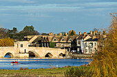 River Great Ouse with the medieval St. Leger Chapel Bridge at St. Ives, Cambridgeshire, England, United Kingdom, Europe