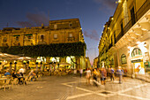 People enjoying an evening at Piazza Regina in Valletta, European Capital of Culture 2018, Malta, Mediterranean, Europe