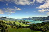 View in Akaroa Harbour, Peninsula of Akaroa, Eastcoast, South Island, New Zealand