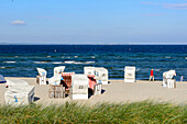 Beach with beach chairs, island Poel, place Timmendorfer beach, Baltic Sea coast, Mecklenburg-Western Pomerania Germany