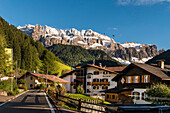 Wolkenstein at valgardena and the Sella mountains, South Tyrol, Italy