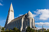 Exterior view of Hallgrimskirkja, the largest Lutheran church in Reykjavik, Iceland, Polar Regions