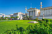 View of Academy of Arts, National Institution for Sciences, Humanities and Fine Arts, Athens, Greece, Europe
