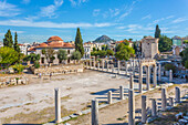 View of the remains of the Roman Agora, historical landmark and Fethiye Mosque visible, Athens, Greece, Europe