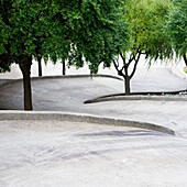 Looking down on a steep, crooked driveway in San Francisco, California.