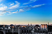 Twilight Paris cityscape.