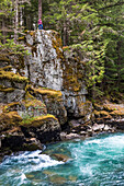 Scenery of cliff above river, Whistler, British Columbia, Canada