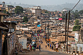 View over the slums of Freetown, Sierra Leone, West Africa, Africa