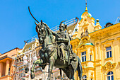 Ban Jelacic monument on Ban Jelacic Square, Zagreb, Croatia, Europe