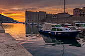 The old port of Dubrovnik at sunrise, Croatia, Europe